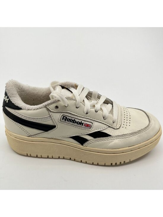 Reebok Shoes - Reebok Club C Double Womens Size 5.5 Chalk Black Athletic Leather Shoes Sneakers